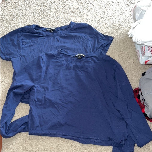 Fashion Nova Tops - Fashion Nova Navy Blue Crop Tops - Long & Short Sleeve Set